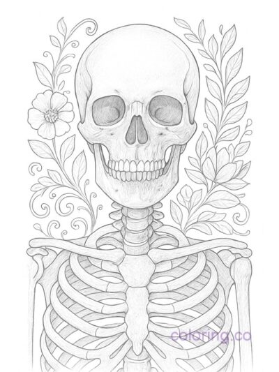 Intricate Skeleton Portrait Coloring Page