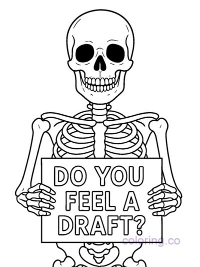 Humorous Skeleton Coloring Page