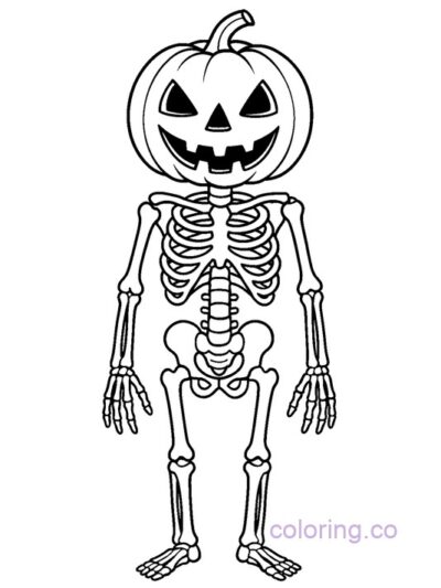 Pumpkin Head Skeleton Coloring Page