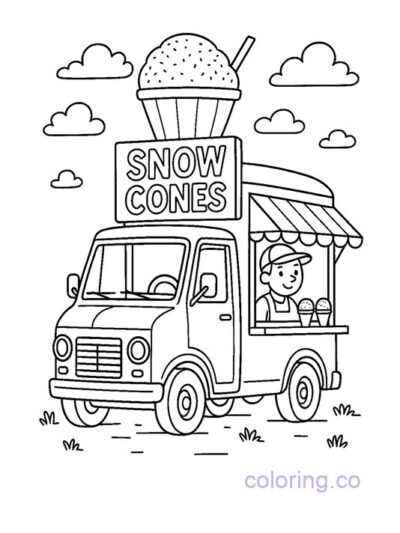Fun Snow Cone Truck Coloring Page for Kids