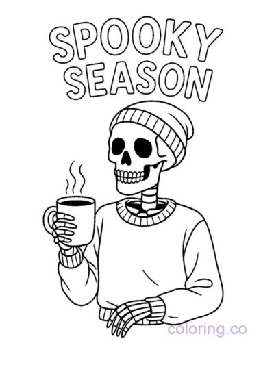 Spooky Season Skeleton Coloring Page