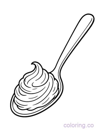 Fun Peanut Butter Spoon Kids Coloring Page