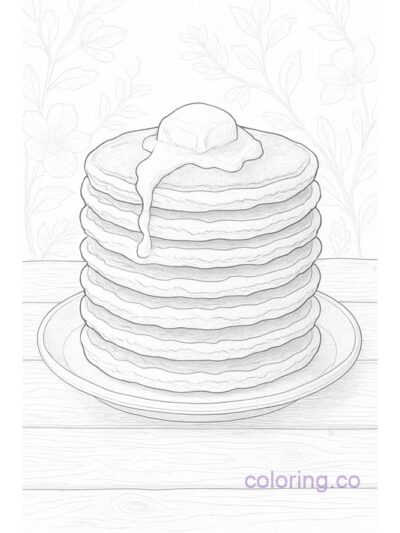 Delicious Pancake Stack Coloring Page