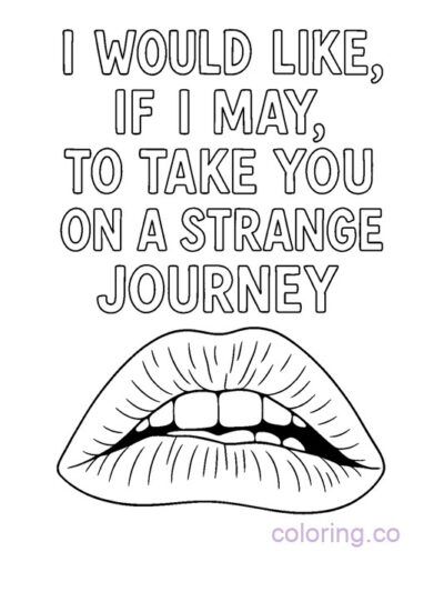 Quirky Quote Coloring Page - Strange Journey