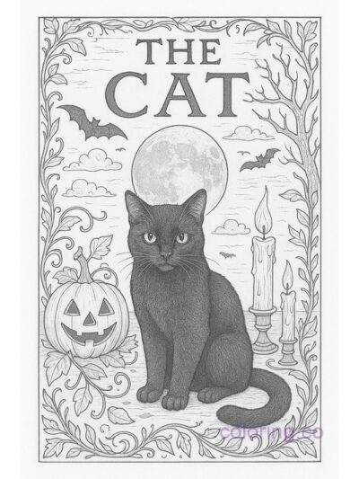 The Cat Tarot Card Coloring Page