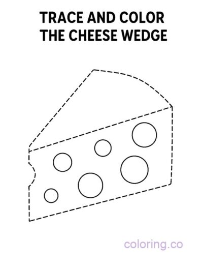 Fun Cheese Trace and Color Page for Kids