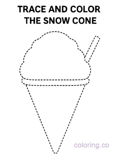 Fun Snow Cone Trace and Color Page for Kids