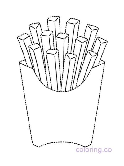 Traceable Dotted Line French Fries Coloring Page