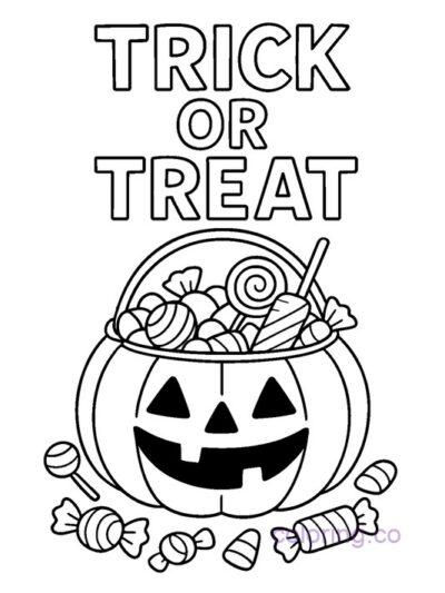 Spooky Trick or Treat Pumpkin Coloring Page