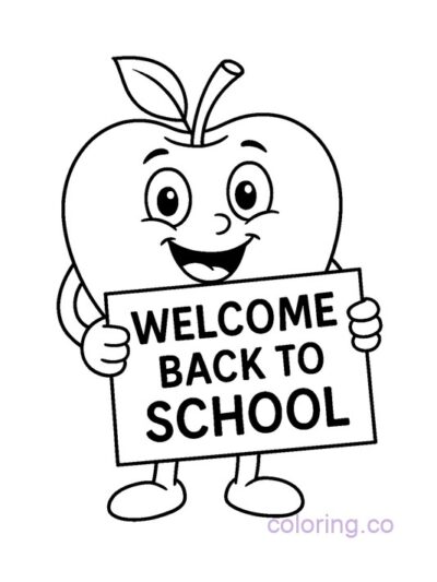 Cute Welcome Back to School Apple Coloring Page