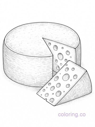 Intricate Wheel of Cheese Coloring Page for Adults