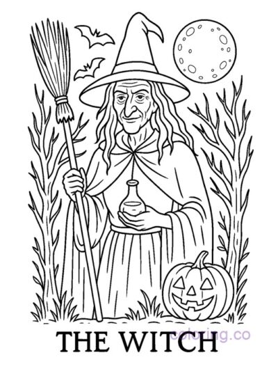 Witch Symbolism Coloring Page