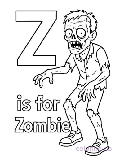 Z is for Zombie Kids Coloring Page