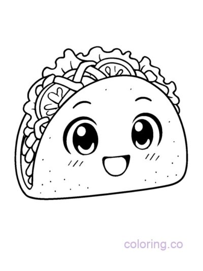 Anime-Inspired Taco Coloring Page