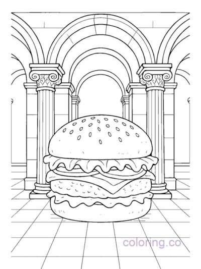 Architectural Burger Coloring Page