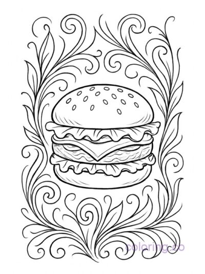 Art Nouveau Burger Coloring Page
