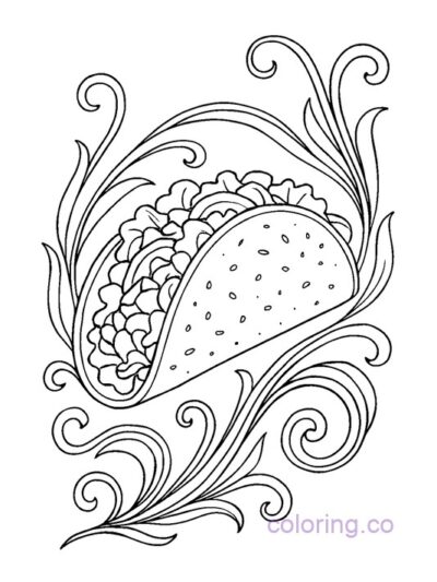 Art Nouveau Taco Coloring Page