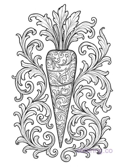 Intricate Baroque Carrot Coloring Page