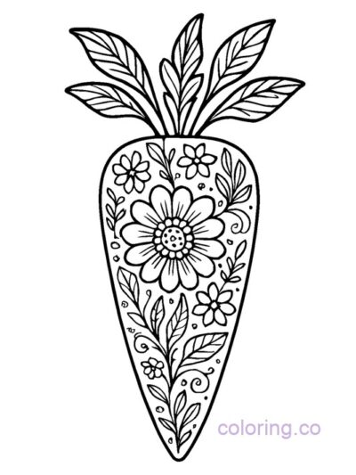 Boho Floral Carrot Coloring Page
