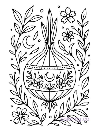 Boho Onion Floral Mandala Coloring Page