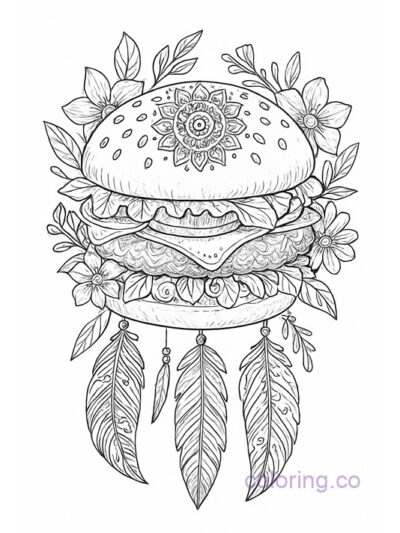 Boho Style Burger Coloring Page