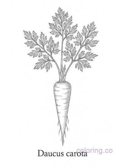 Intricate Botanical Carrot Coloring Page