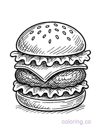 Fun Burger Doodle Coloring Page