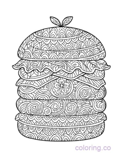 Intricate Burger Mandala Coloring Page