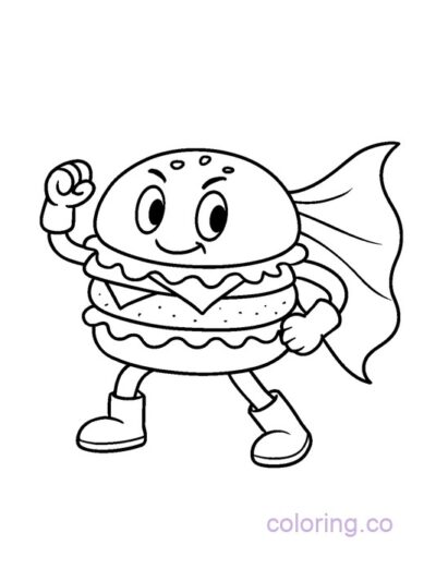 Superhero Burger Coloring Page