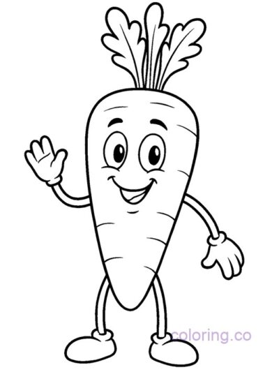 Cute Carrot Cartoon Coloring Page