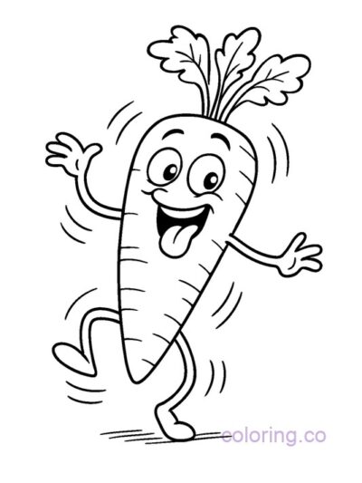 Fun Dancing Carrot Coloring Page
