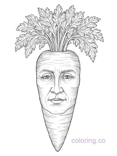 Unique Carrot Fantasy Portrait Coloring Page