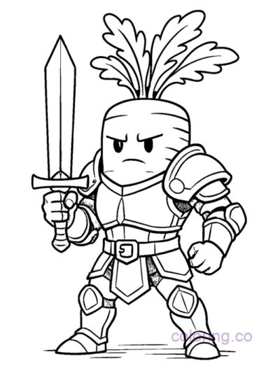 Carrot Warrior Coloring Page