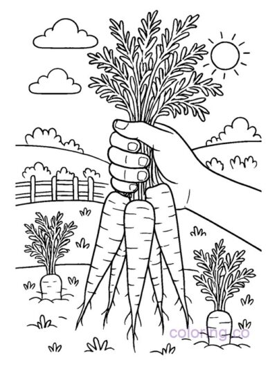 Carrot Harvest Coloring Page