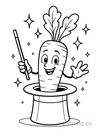 Carrot Magic Show Coloring Page