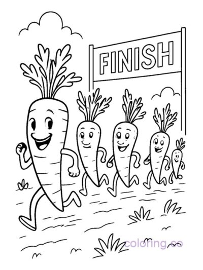 Fun Carrot Race Coloring Page