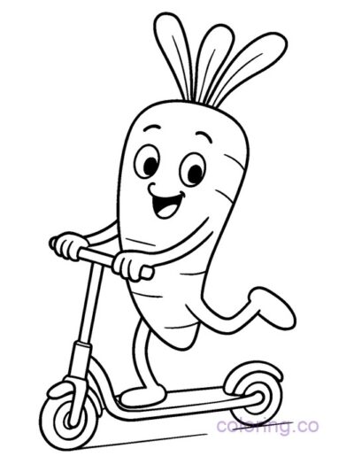 Carrot on a Scooter Coloring Page