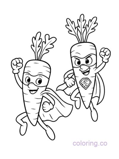 Carrot Superhero Coloring Page