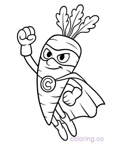 Carrot Superhero Coloring Page