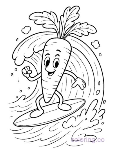 Carrot Surfing Wave Coloring Page