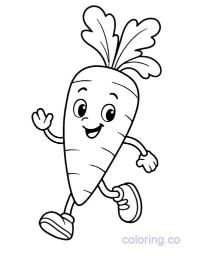 Cute Carrot in Shoes Coloring Page