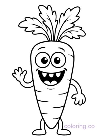 Friendly Monster Carrot Coloring Page