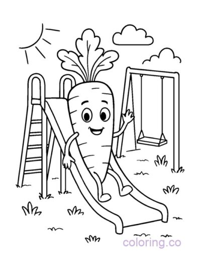 Fun Carrot at Playground Coloring Page