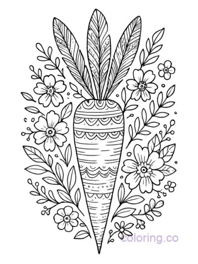 Boho Carrot Coloring Page