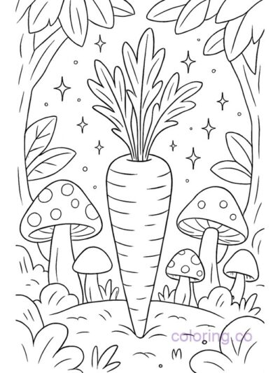 Enchanting Carrot in Magical Forest Coloring Page