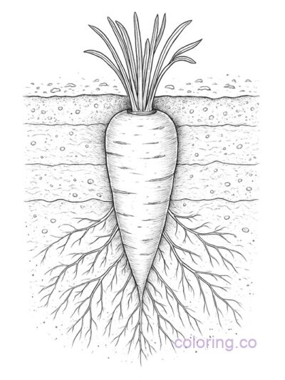 Intricate Carrot and Soil Layers Coloring Page