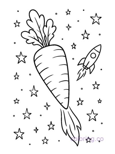Carrot in Space Coloring Page