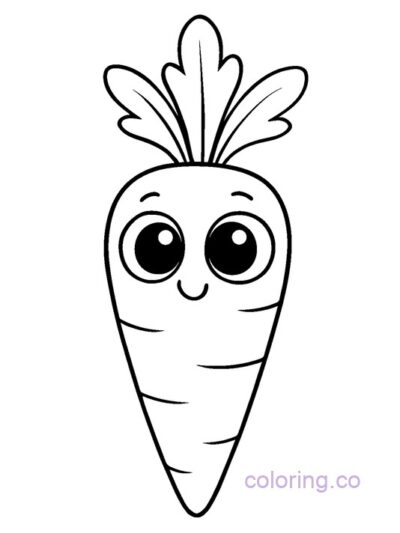 Cute Carrot with Big Eyes Coloring Page