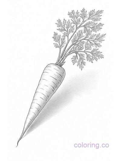 Realistic Carrot Coloring Page with Shadow