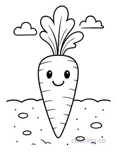 Smiley Carrot Coloring Page